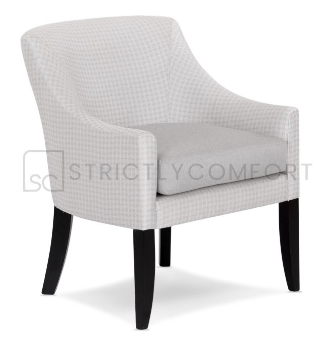 Luna occasional chair featuring Warwick silver and grey fabrics.