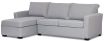 Caprice Modular sofa with storage chaise featuring Warwick Keylargo Zinc with white contrast piping. 
