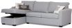 Caprice Modular sofa with storage chaise featuring Warwick Keylargo Zinc with white contrast piping. 