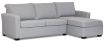 Caprice Modular Sofa bed Double and storage chaise featuring Warwick Keylargo Zinc in white contrast piping