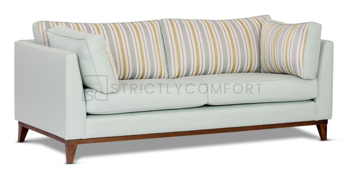 Villa Sofa featuring Warwick Vegas fabrics with stripped pattern.