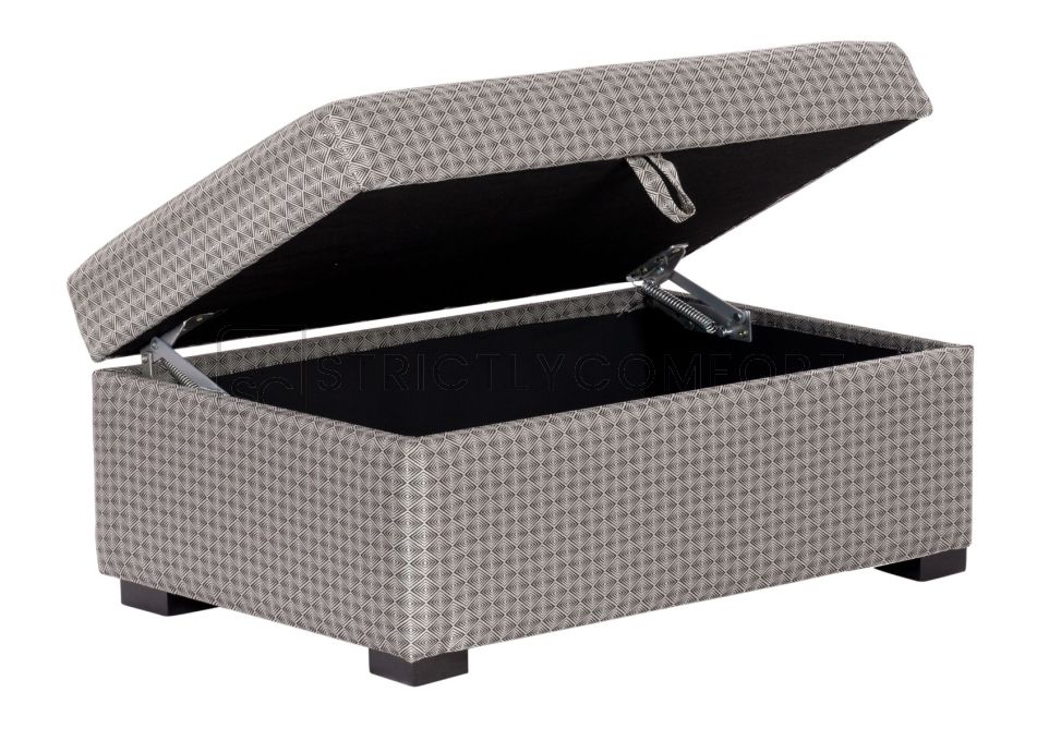 Storage Ottoman medium size featuring Warwick silver grey fabric