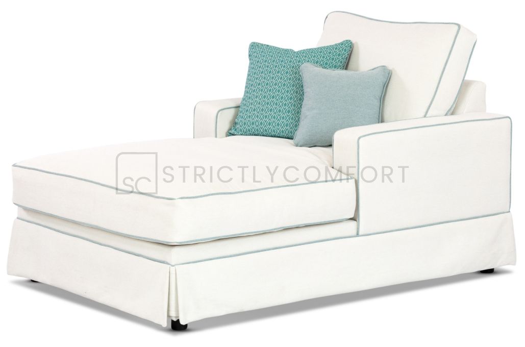 Suzanne Chaise featuring Feather Cushions and Warwick Bodhi fabric