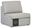 Roma armless sofa bed featuring Henley Oyster fabric