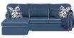 Carmen Modular Sofa bed featuring Navy Blue Zepel Fabric with White Contrast Piping