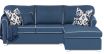 Carmen Modular Sofa bed featuring Navy Blue Zepel Fabric with White Contrast Piping