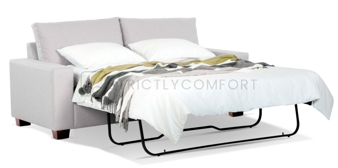 Nova Queen Sofa bed featuring Wortley Tekno grey fabric