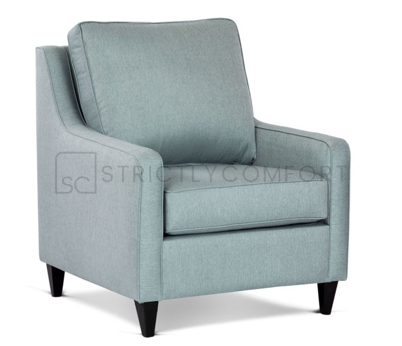 Versace Armchair featuring Warwick vegas seafoam fabric with self piping