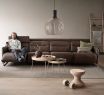 Stressless Emily Sofa Upholstered in Paloma Chestnut Leather and featuring Stainless Steel Arms
