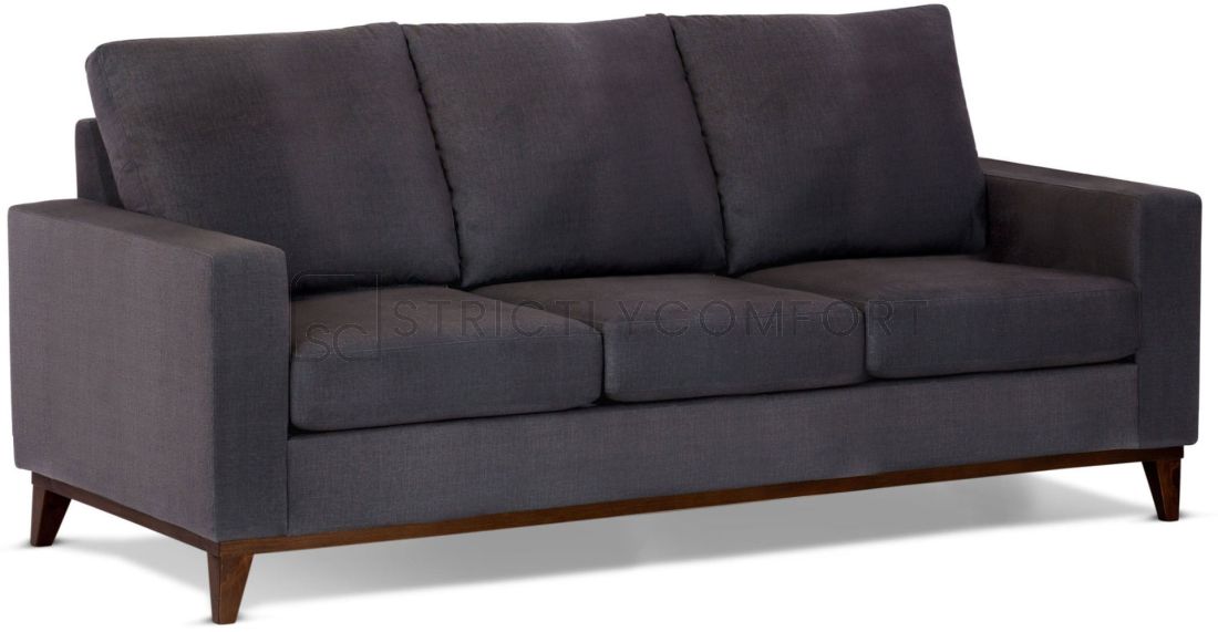 Davinci 3.5 seater sofa featuring Wortley fabric in Charcoal suede fabric and timber base