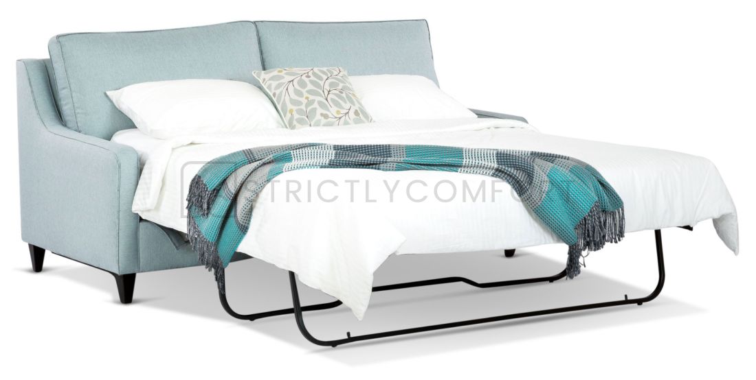 Versace Queen Sofa bed featuring Warwick Vegas seafoam blue fabric