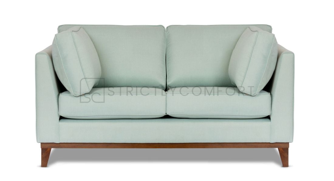 Villa 2 Seater Sofa featuring Warwick Vegas Duckegg with timber base