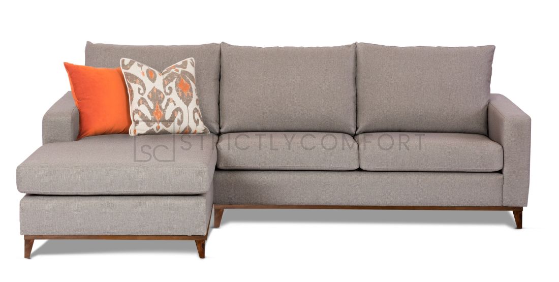 Davinci modular sofa featuring Wortley fabric with timber base