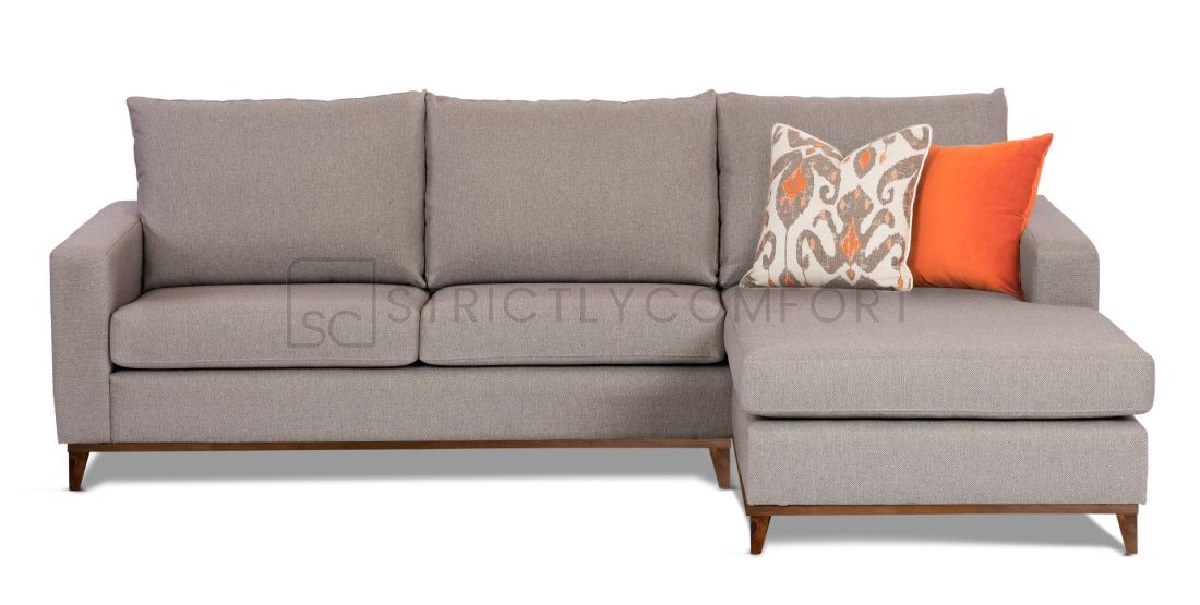 Davinci modular sofa featuring Wortley fabric with timber base