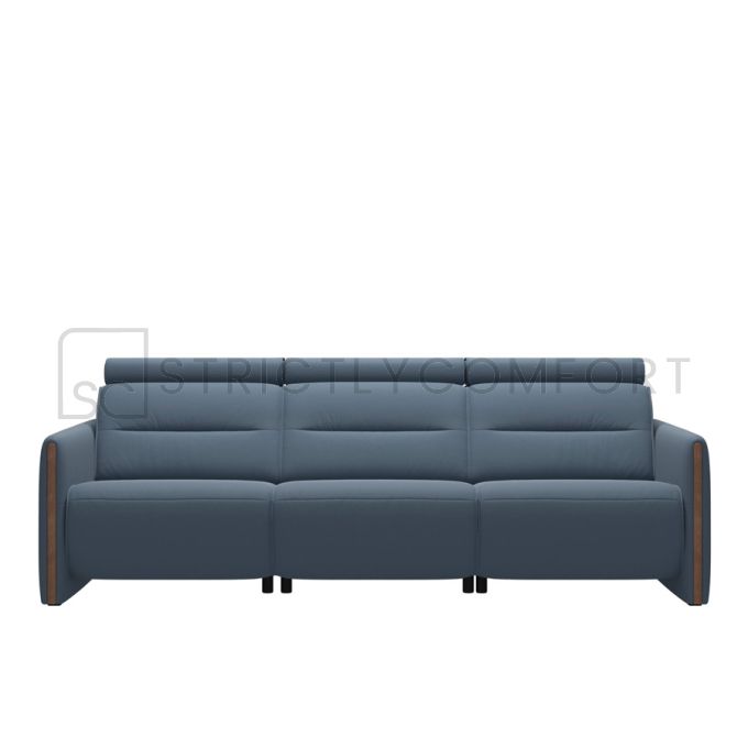 Stressless Emily 3 Seater Reclining Sofa featuring Paloma Sparrow Blue leather and Timber Arms