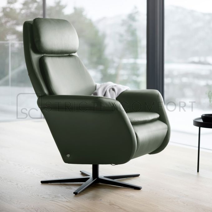 Stressless Sam Recliner in Paloma Shadow Green leather with Sirius Base