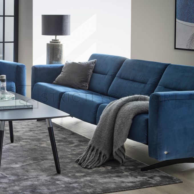 Stressless Stella 3 Seater Sofa, featuring Rose Blue Fabric