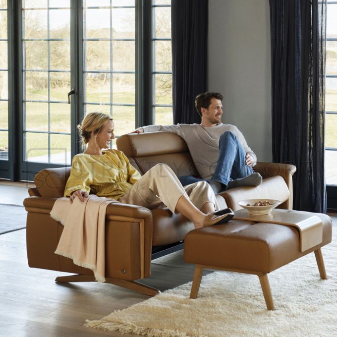 Stressless Stella 2.5 Seater Sofa featuring Oak Wood Arms