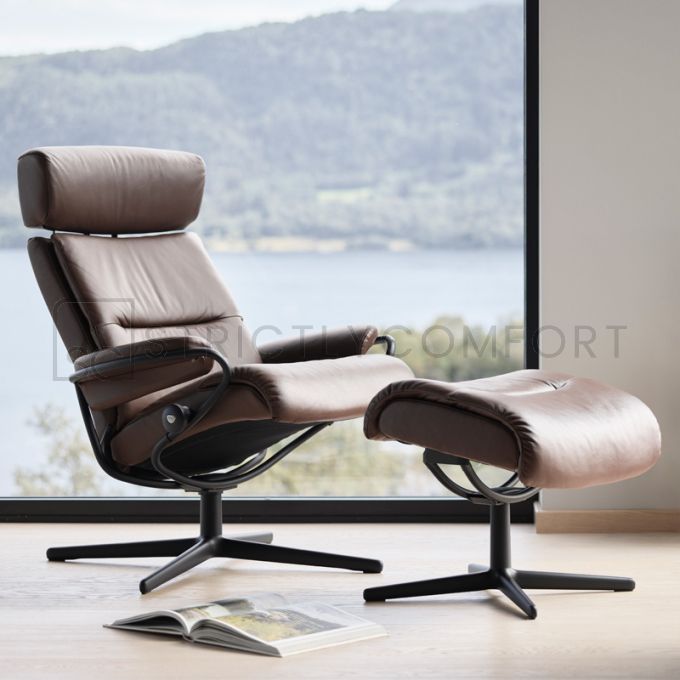Stressless Tokyo Recliner with Cross Base and Adjustable Headrest