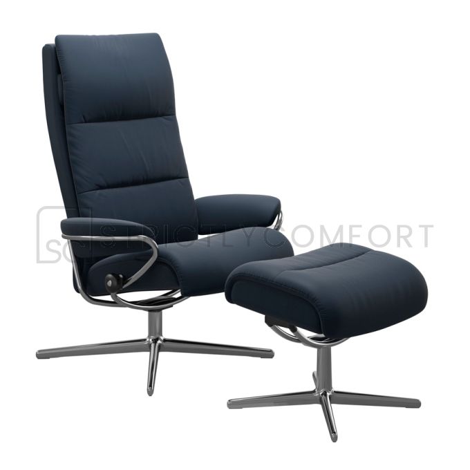 Stressless Tokyo Recliner with High Back and Chrome Cross Base