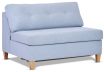Neo single sofa bed featuring buttoned back cushions in Wortley - Drift - Glacier light blue grey fabric