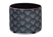 Oslo Ottoman medium size featuring Warwick charcoal, black and gold fabrics