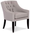 Chantelle Chair featuring button back in Warwick Optima Glacier grey fabric with additional white contrast piping