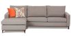 Davinci modular 3 seater with chaise featuring Wortley fabric with timber base