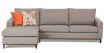 Davinci modular 3 seater with chaise featuring Wortley fabric with timber base
