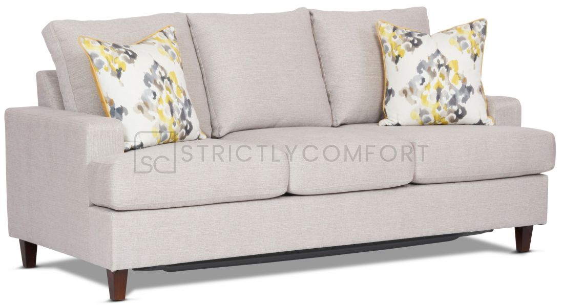 Alora double sofa bed featuring Wortley Tivoli range in light warm grey colour