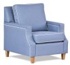 Hampton armchair featuring Zepel Tonga Spa light blue fabric with optional contrast white piping