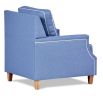 Hampton armchair featuring Zepel Tonga Spa light blue fabric with optional contrast white piping