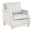 Hampton armchair featuring Warwick Vegas smoke light grey fabric with Antique bronze stud detail