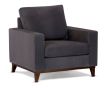 Davinci armchair featuring Wortley touch fabric with optional timber base