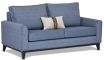 Aurora sofa featuring Zepel Volt range in featuring denim colour and black timber base