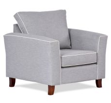 Caprice Armchair featuring Warwick Keylargo Zinc fabric and optional contrast piping