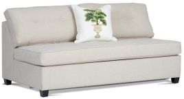 Neo 3 Seater armless Queen Sofa bed featuring Wortley Zane Opal fabric with buttons included.