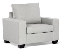 Nova Armchair featuring Wortley Tekno Silver fabric light grey with timber legs