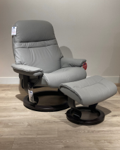Stressless Consul Recliner Chair - Large with Signature Base in Batick Mole Leather