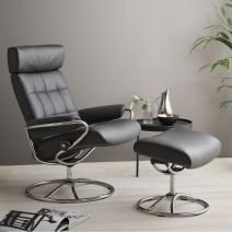 Stressless London Recliner with Adjustable Headrest and Chrome Original Base