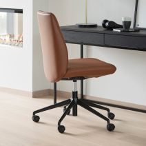 Stressless Laurel Home Office Dining Chair with Low Back in Paloma Copper and Matte Black Base Metal