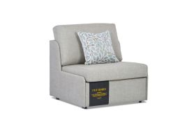 Roma armless sofa bed featuring Henley Oyster fabric