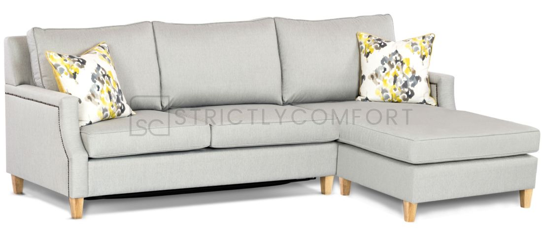Hampton Modular with sofa bed featuring Warwick Vegas light grey fabric