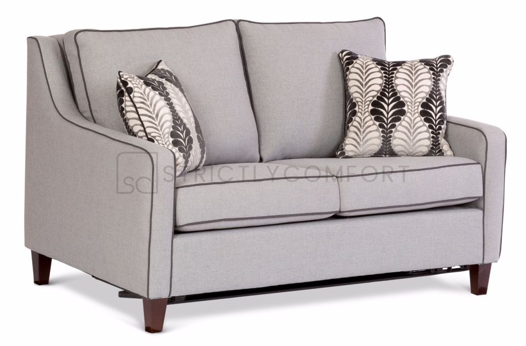 Versace 2 seater single sofa bed featuring Warwick Cube Steel with contrast piping