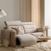 Stressless Emily 2 Seater Reclining Sofa featuring Lina Beige fabric and Oak Wood Arms