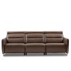 Stressless Emily Reclining Sofa Featuring Paloma Chestnut Leather and Stainless Steel Arms