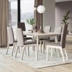 Stressless Rosemary Dining Chairs with High Back, D100 legs in Calido Brown fabric and White wash timber
