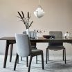 Stressless Rosemary Dining Chairs with Low Back, D100 legs in Silva Dark Beige and Walnut timber