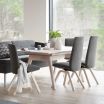 Stressless Chilli Medium Dining Chair with High Back and D200 Legs in Dahlia Grey fabric and Whitewash timber