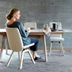Stressless Rosemary Medium Dining Chair with Low Back and D200 Legs in Faron Light Beige fabric and Whitewash timber
